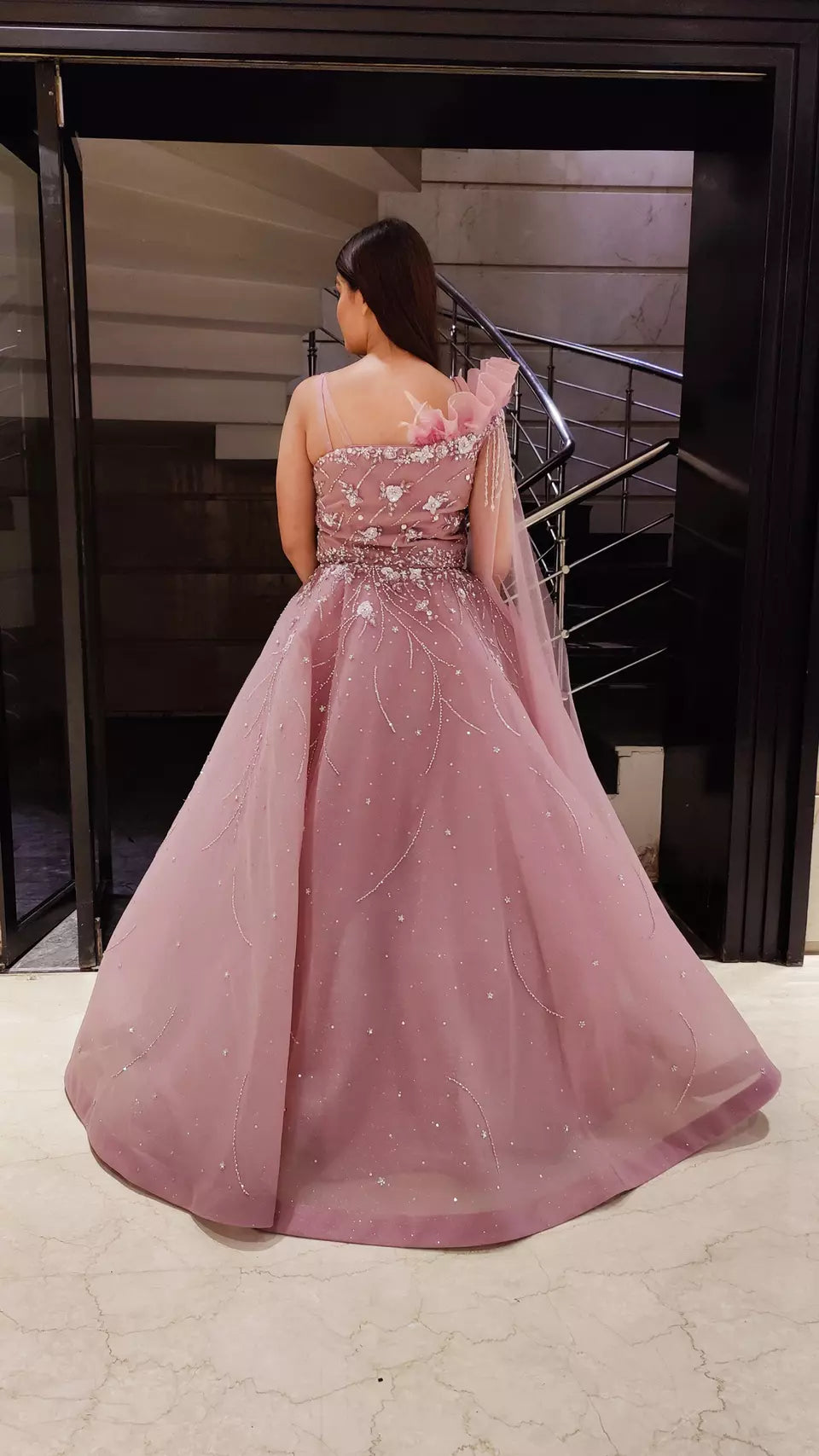 Ball Gown V Neck Straps Cross Back Blush Pink Long Prom Dresses – Pgmdress